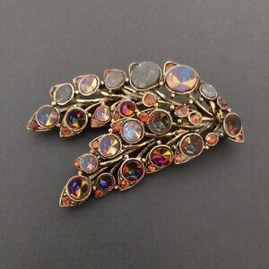 Heliotrope Watermelon Brooch HTF Flat Top Inverted Stone Crystal Rhinestone